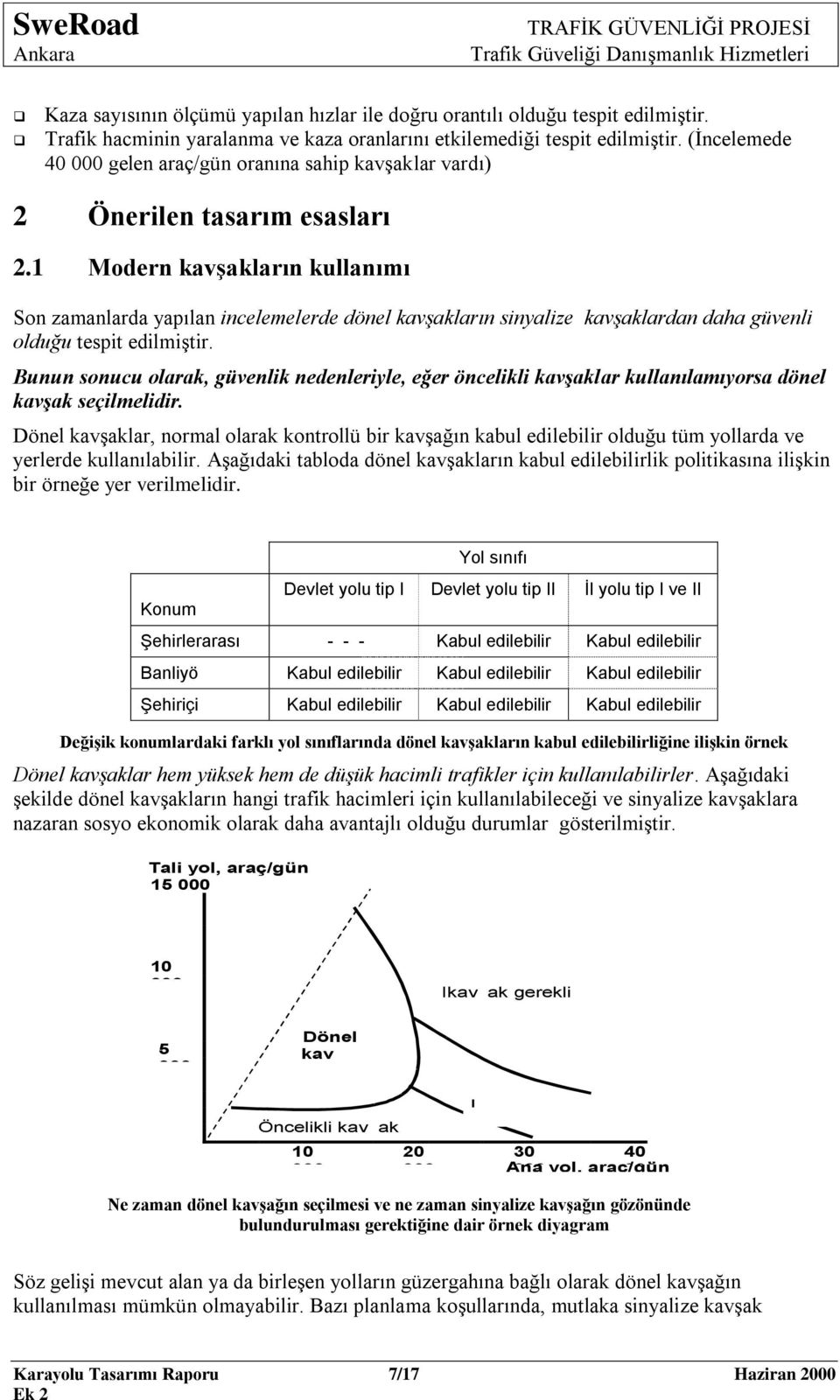 1 Modern kavşakların kullanımı Son zamanlarda yapılan incelemelerde dönel kavşakların sinyalize kavşaklardan daha güvenli olduğu tespit edilmiģtir.