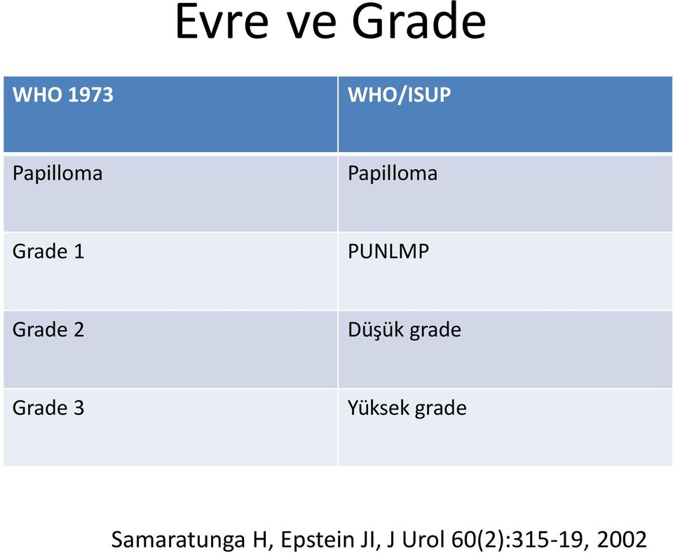 Grade 2 Düşük grade Grade 3 Yüksek