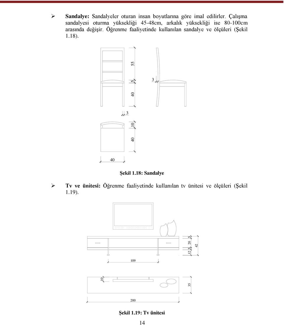 Öğrenme faaliyetinde kullanılan sandalye ve ölçüleri (Şekil 1.18). 3 3 40 Şekil 1.