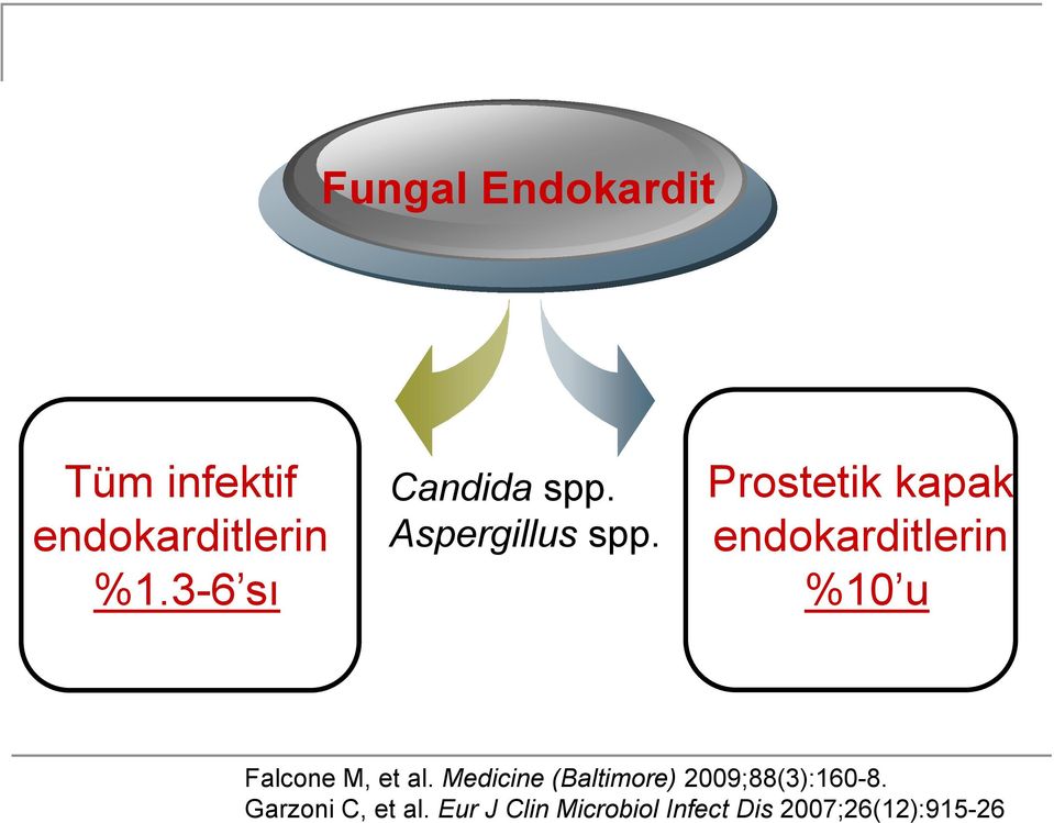 Prostetik kapak endokarditlerin %10 u Falcone M, et al.