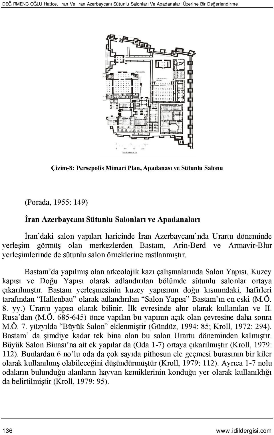 yerleşimlerinde de sütunlu salon örneklerine rastlanmıştır.