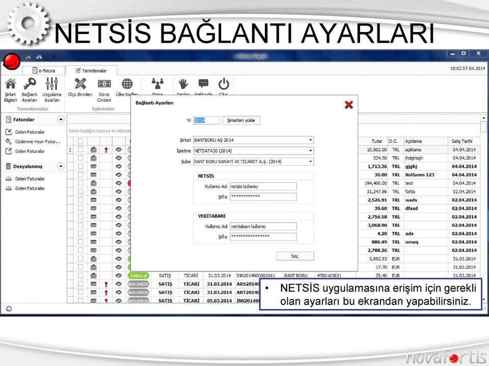 için gerekli olan ayarları