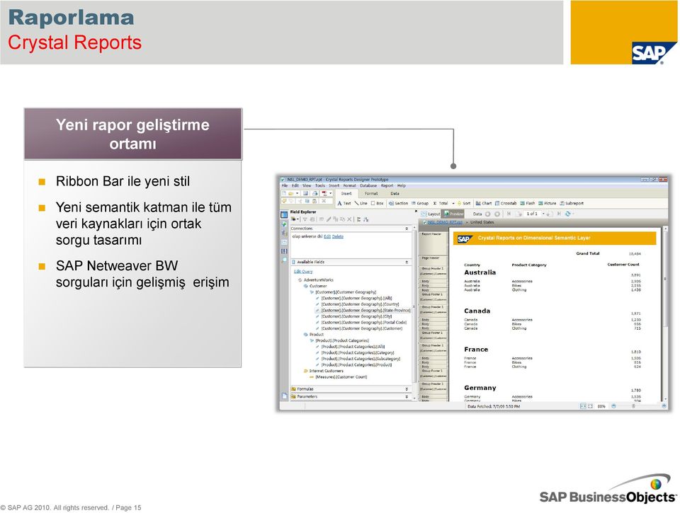 kaynakları için ortak sorgu tasarımı SAP Netweaver BW