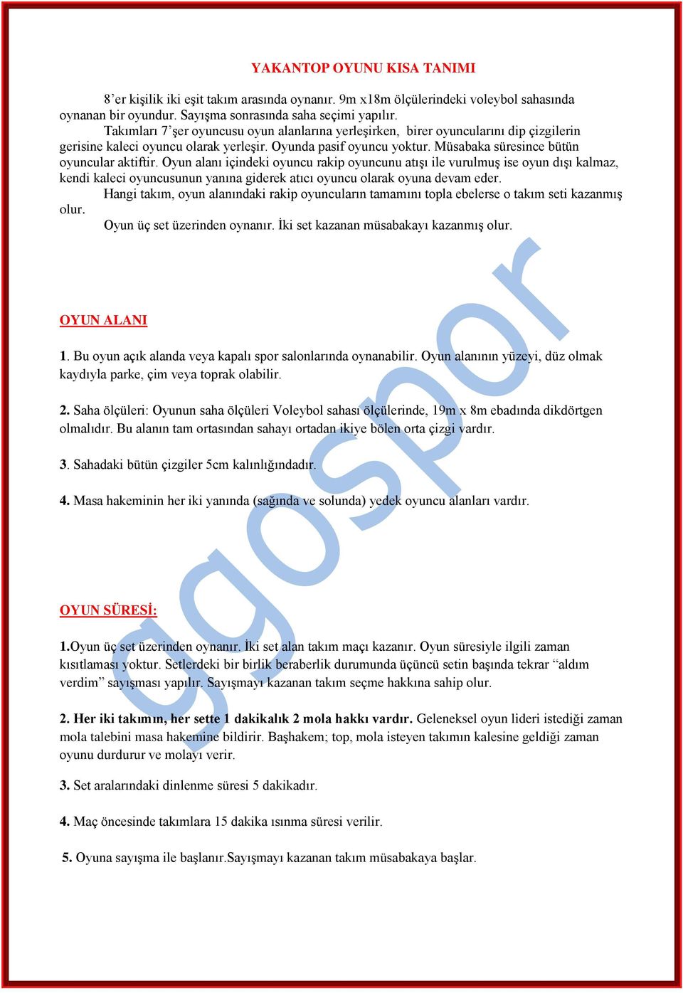 KALELİ YAKAN TOP OYUNU TANIMLAR TERİMLER - PDF Free Download