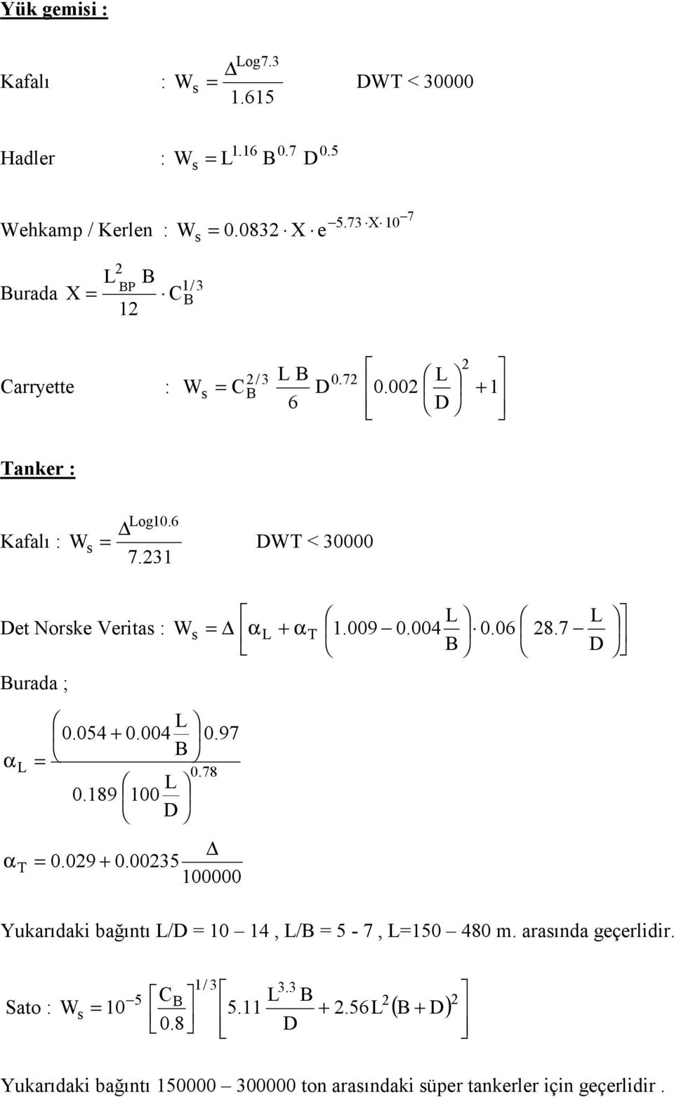 31 et Norke Verita : urada ; α α T = α 0.054 + 0.004 0.97 = 0.78 0.189 100 = 0.09 + 0.0035 100000 + α T 1.009 0.004 0.06 8.