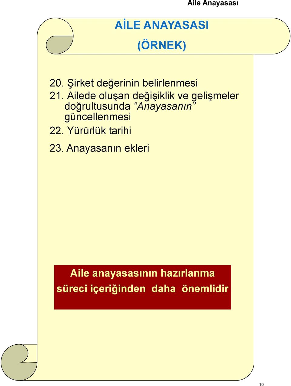 Ailede oluşan değişiklik ve gelişmeler doğrultusunda Anayasanın