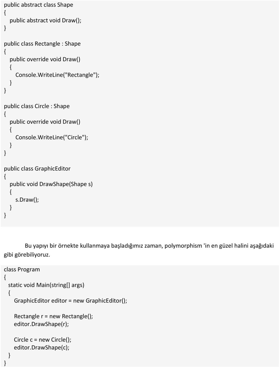 WriteLine("Circle"); public class GraphicEditor public void DrawShape(Shape s) s.