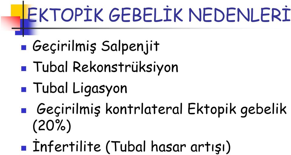 Ligasyon Geçirilmiş kontrlateral Ektopik