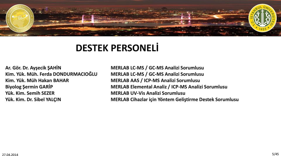 Sibel YALÇIN MERLAB LC-MS / GC-MS Analizi Sorumlusu MERLAB LC-MS / GC-MS Analizi Sorumlusu MERLAB AAS / ICP-MS