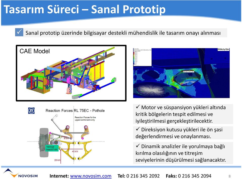 Direksiyon kutusu yükleri ile ön şasi değerlendirmesi ve onaylanması.