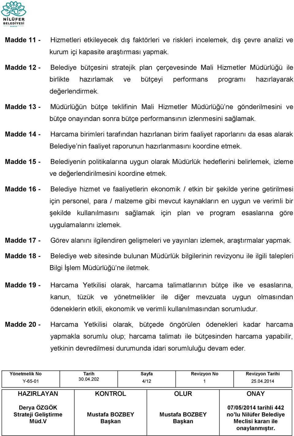 Müdürlüğün bütçe teklifinin Mali Hizmetler Müdürlüğü ne gönderilmesini ve bütçe onayından sonra bütçe performansının izlenmesini sağlamak.