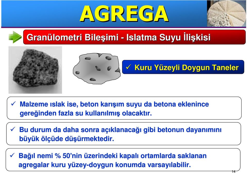 Bu durum da daha sonra açıklanacaa klanacağı gibi betonun dayanımını büyük ölçüde düşürmektedir.