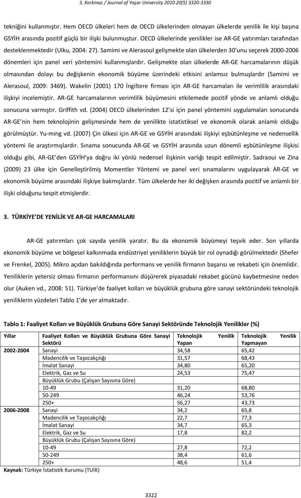 OECD ülkelerinde yenilikler ise AR GE yatırımları tarafından desteklenmektedir (Ulku, 2004: 27).