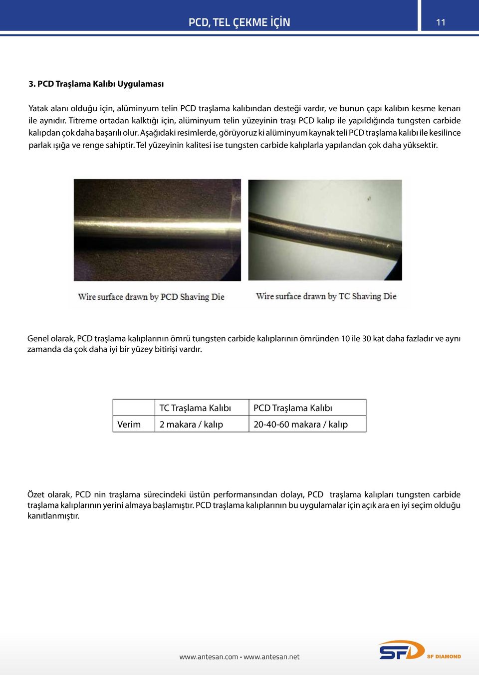 Aşağıdaki resimlerde, görüyoruz ki alüminyum kaynak teli PCD traşlama kalıbı ile kesilince parlak ışığa ve renge sahiptir.