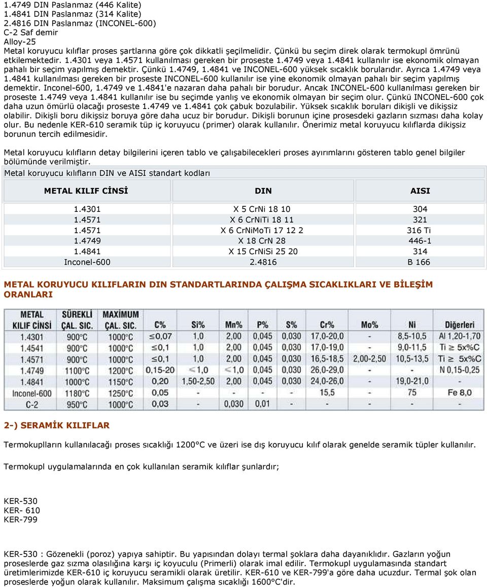 Çünkü 1.4749, 1.4841 ve INCONEL-600 yüksek sıcaklık borularıdır. Ayrıca 1.4749 veya 1.