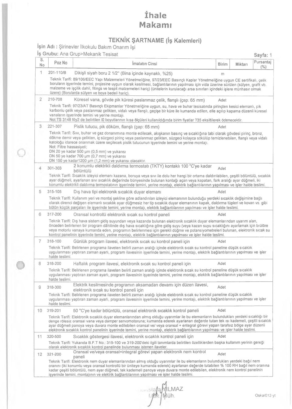 Yönetmeliğine uygun CE sertifikalı, çelik boruların işyerinde temini, projesine uygun olarak kesilmesi, bağlantılarının yapılması için vida üzerine sürülen (sülyen, grafit vb.