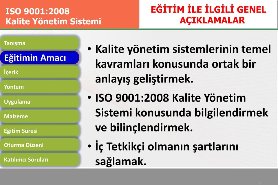 sistemlerinin temel kavramları konusunda ortak bir anlayış geliştirmek.