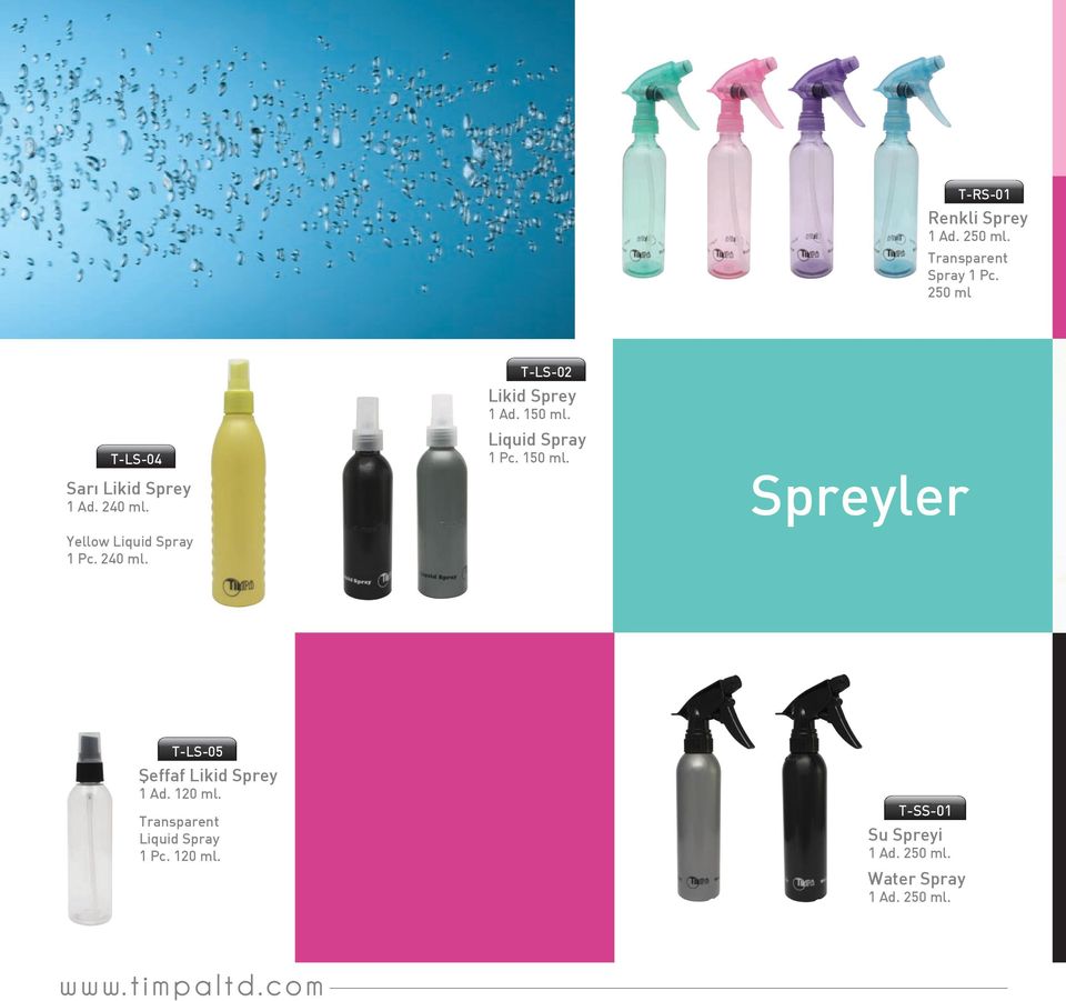 Liquid Spray 1 Pc. 150 ml. Spreyler T-LS-05 Şeffaf Likid Sprey 120 ml.