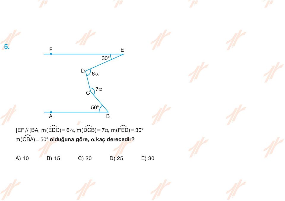 m(^)=50 olduðuna göre, α kaç