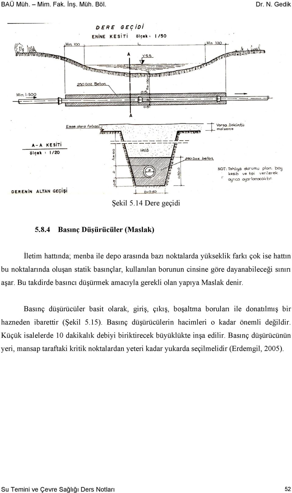 cinsine göre dayanabileceği sınırı aşar. Bu takdirde basıncı düşürmek amacıyla gerekli olan yapıya Maslak denir.