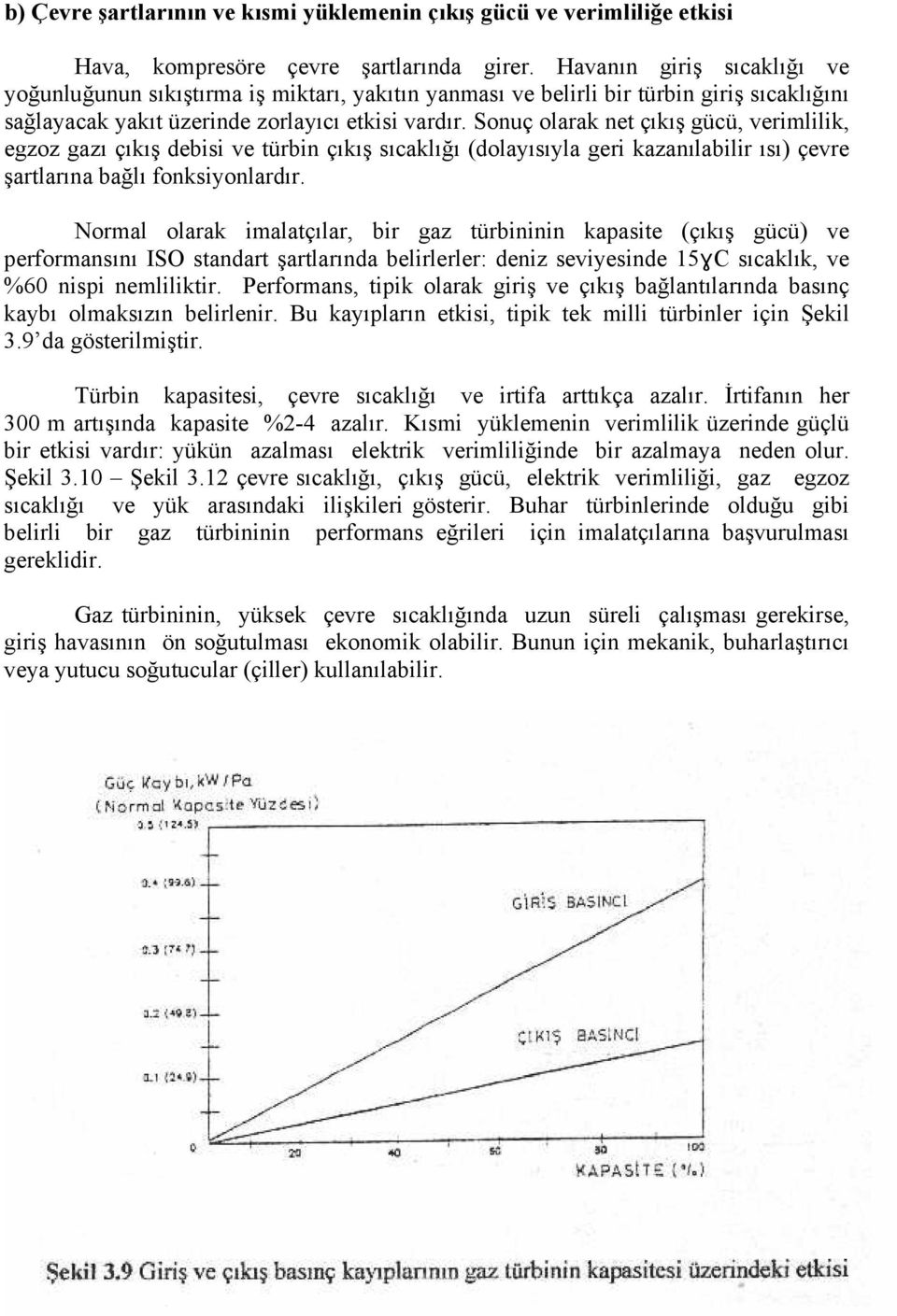 Sonuç olarak net çıkış gücü, verimlilik, egzoz gazı çıkış debisi ve türbin çıkış sıcaklığı (dolayısıyla geri kazanılabilir ısı) çevre şartlarına bağlı fonksiyonlardır.