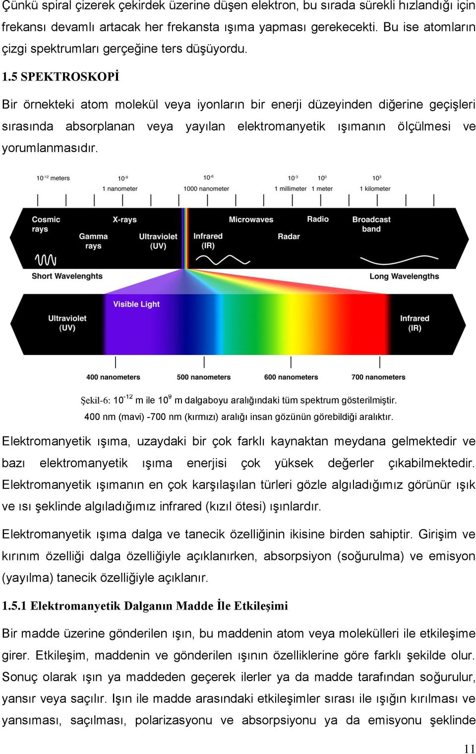 5 SPEKTROSKOPİ Bir örnekteki atom molekül veya iyonların bir enerji düzeyinden diğerine geçişleri sırasında absorplanan veya yayılan elektromanyetik ışımanın ölçülmesi ve yorumlanmasıdır.