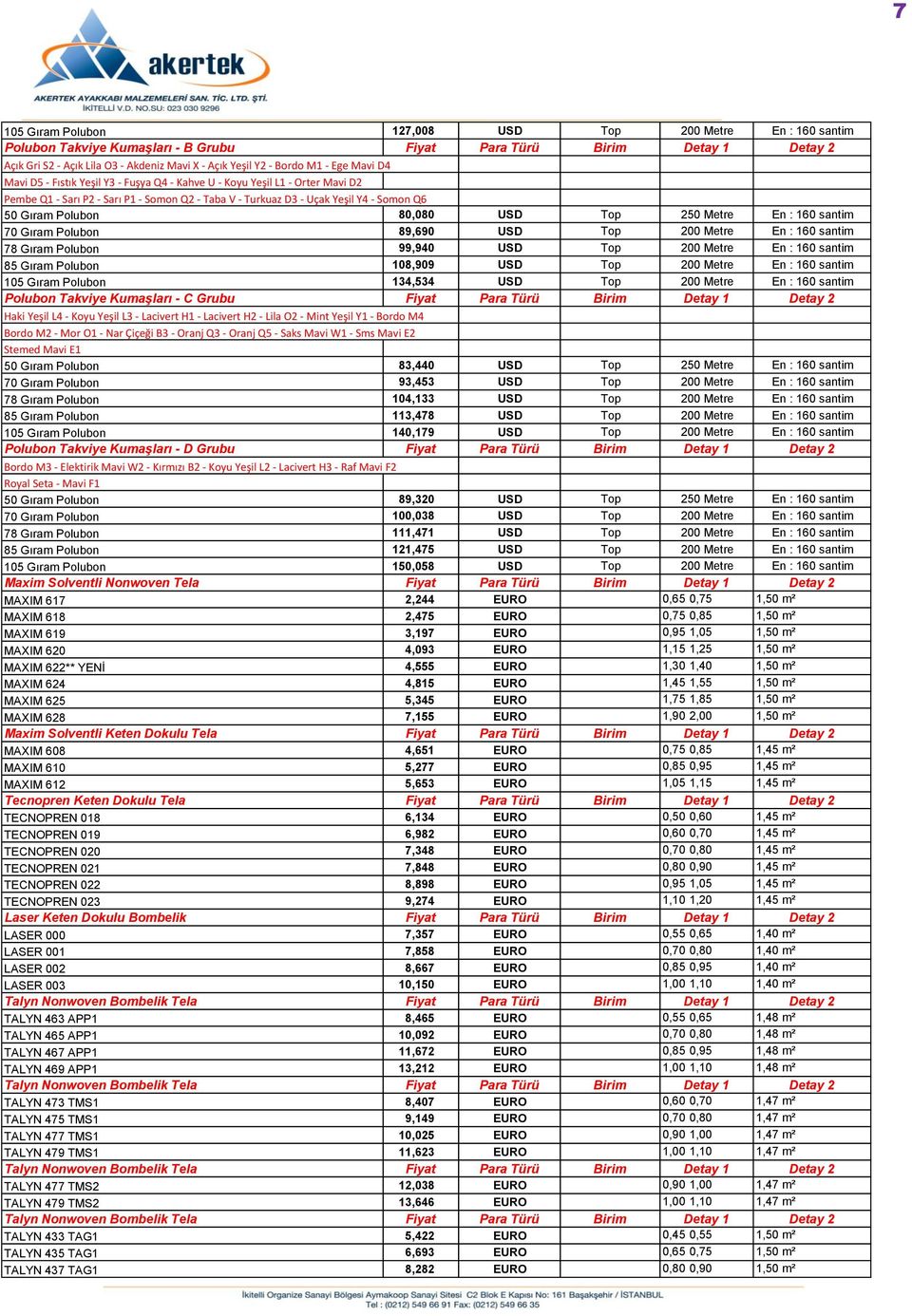 Polubon 80,080 USD Top 250 Metre En : 160 santim 70 Gıram Polubon 89,690 USD Top 200 Metre En : 160 santim 78 Gıram Polubon 99,940 USD Top 200 Metre En : 160 santim 85 Gıram Polubon 108,909 USD Top