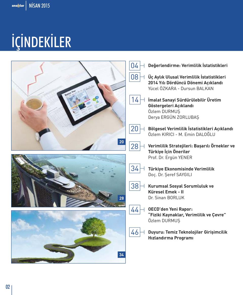 Emin DALOĞLU Verimlilik Stratejileri: Başarılı Örnekler ve Türkiye İçin Öneriler Prof. Dr. Ergün YENER Türkiye Ekonomisinde Verimlilik Doç. Dr. Şeref SAYGILI Kurumsal Sosyal Sorumluluk ve Küresel Emek - II Dr.