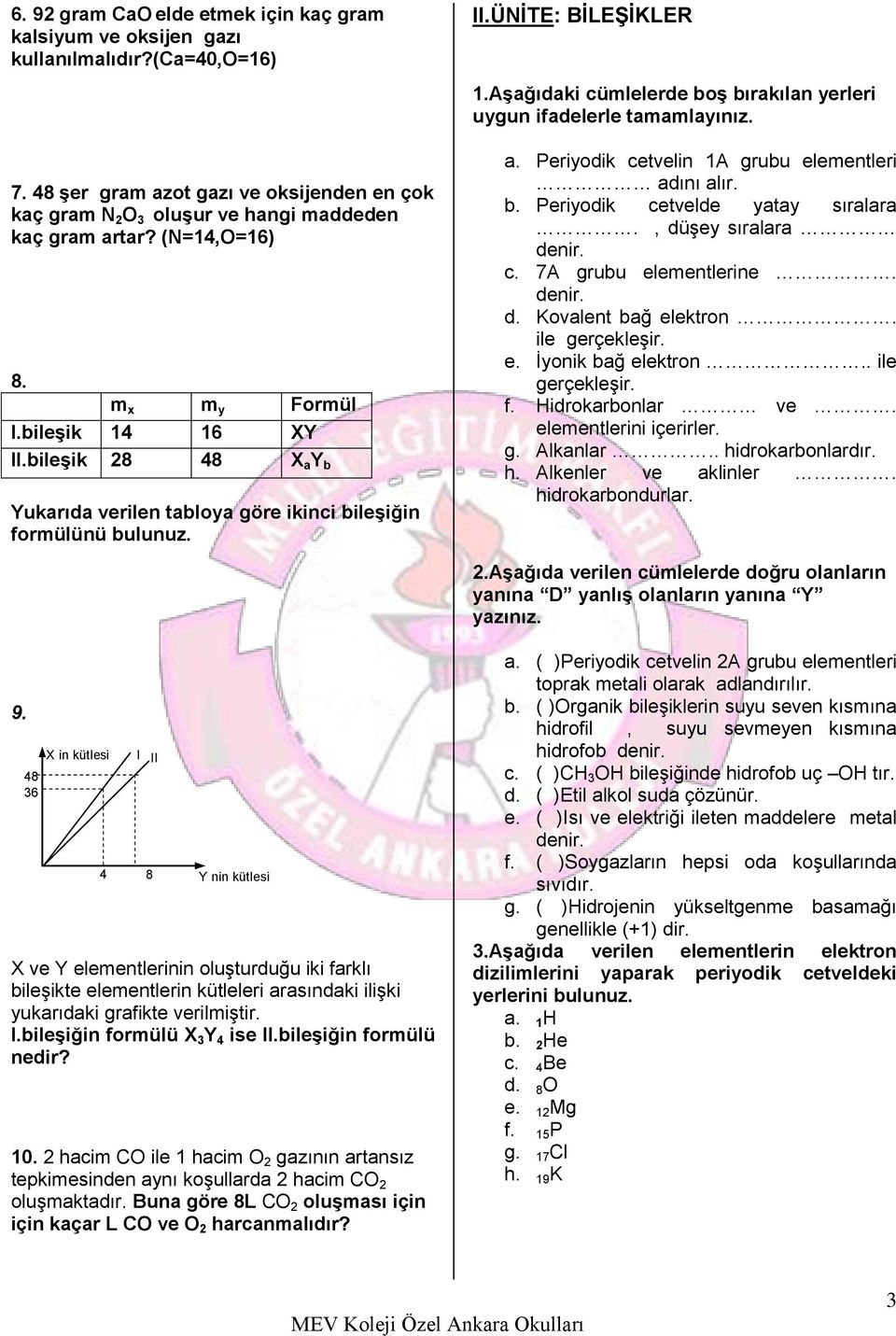 Periyodik cetvelin 1A grubu elementleri adını alır. b. Periyodik cetvelde yatay sıralara., düşey sıralara denir. c. 7A grubu elementlerine. denir. d. Kovalent bağ elektron. ile gerçekleşir. e. İyonik bağ elektron.