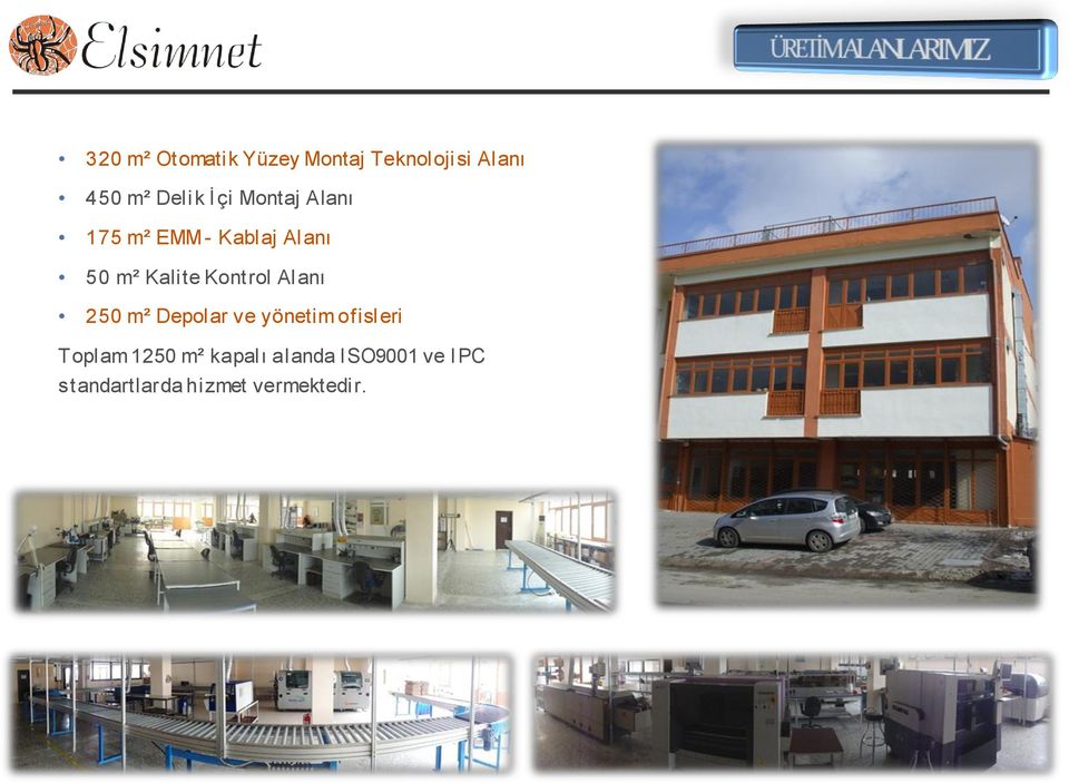 Kontrol Alanı 250 m² Depolar ve yönetim ofisleri Toplam 1250