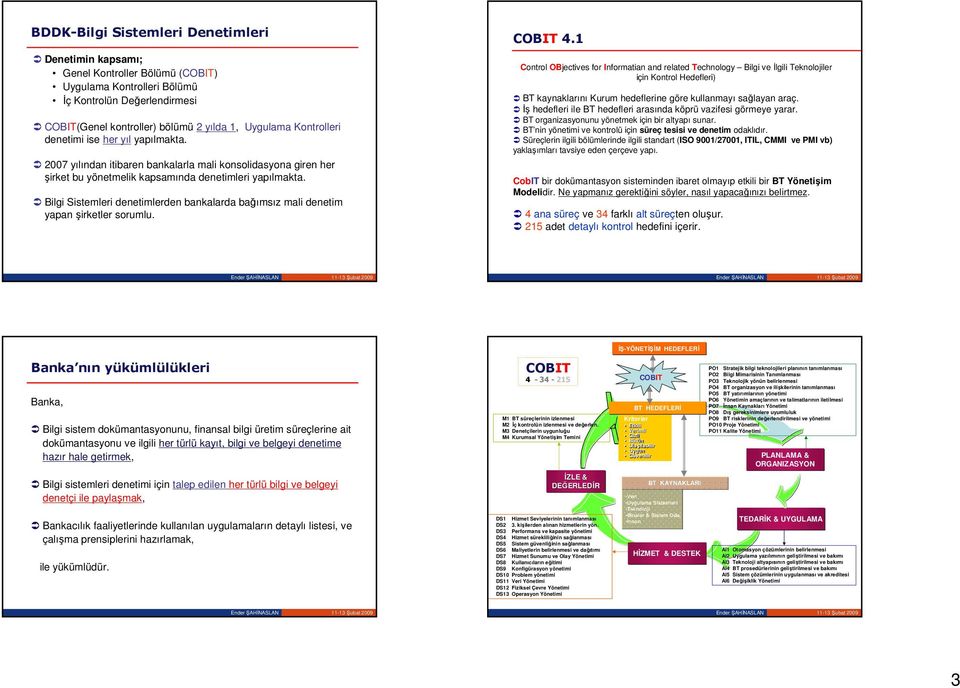 Bilgi Sistemleri denetimlerden bankalarda bağımsız mali denetim yapan şirketler sorumlu. COBIT 4.