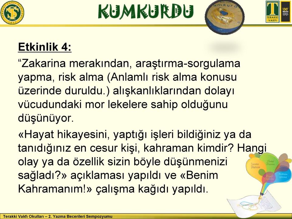 «Hayat hikayesini, yaptığı işleri bildiğiniz ya da tanıdığınız en cesur kişi, kahraman kimdir?