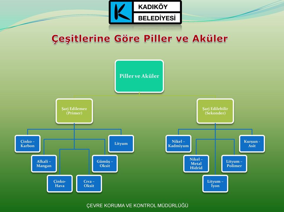 Kadmiyum Kurşun - Asit Alkali Mangan Gümüş Oksit