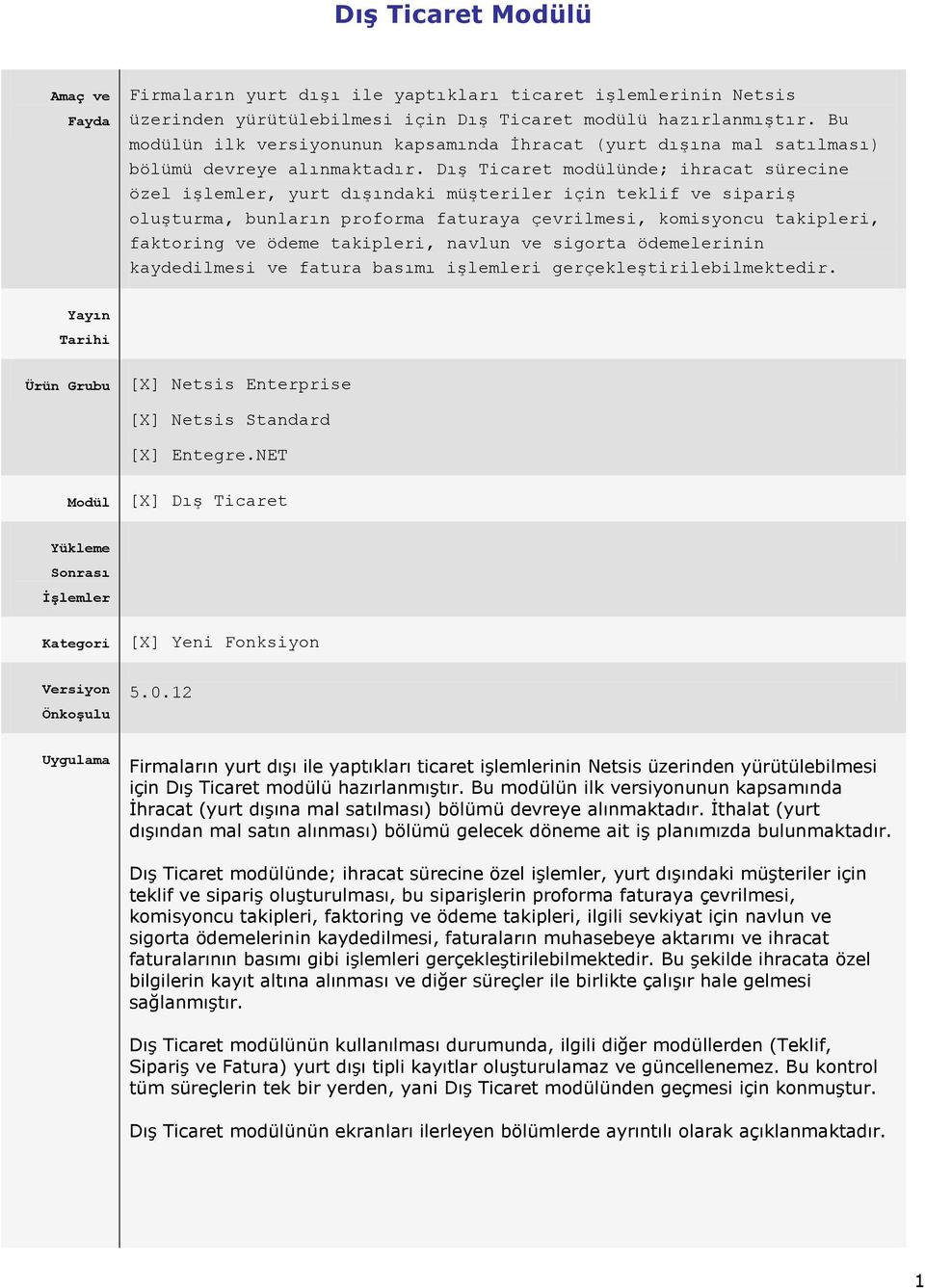 Dış Ticaret modülünde; ihracat sürecine özel işlemler, yurt dışındaki müşteriler için teklif ve sipariş oluşturma, bunların proforma faturaya çevrilmesi, komisyoncu takipleri, faktoring ve ödeme