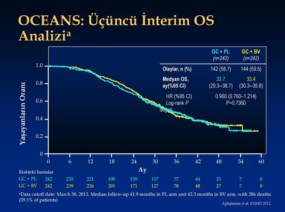 2 0 Riskteki hastalar GC + PL GC + BV 0 6 12 18 24 30 36 42 48 54 60 Ay 242 235 221 190 159 117 77 44 23 7 0 242 239 226 201 171 127 78 48 27