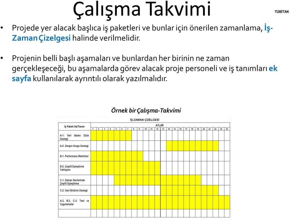 Projenin belli başlı aşamaları ve bunlardan her birinin ne zaman gerçekleşeceği, bu