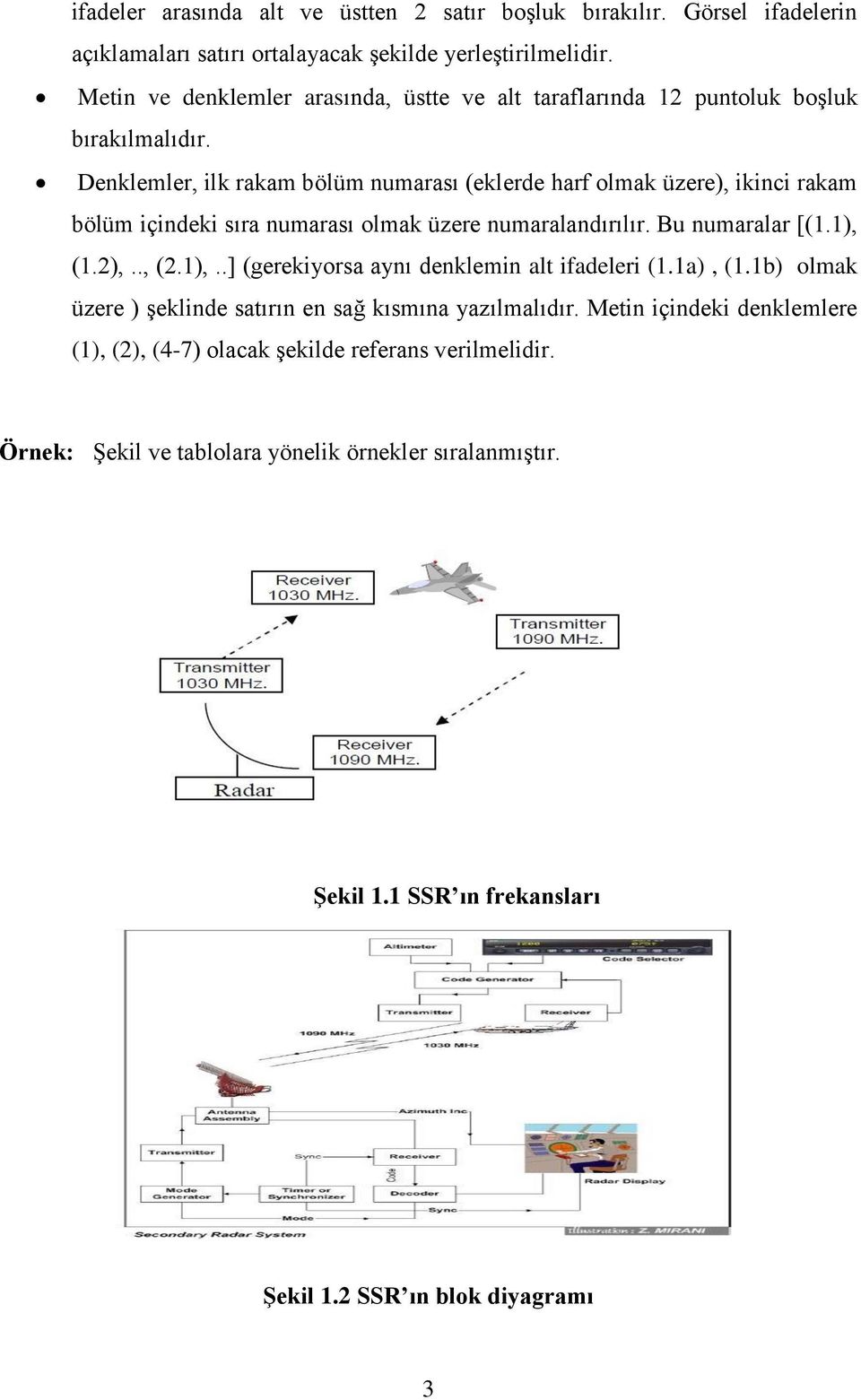 Denklemler, ilk rakam bölüm numarası (eklerde harf olmak üzere), ikinci rakam bölüm içindeki sıra numarası olmak üzere numaralandırılır. Bu numaralar [(1.1), 