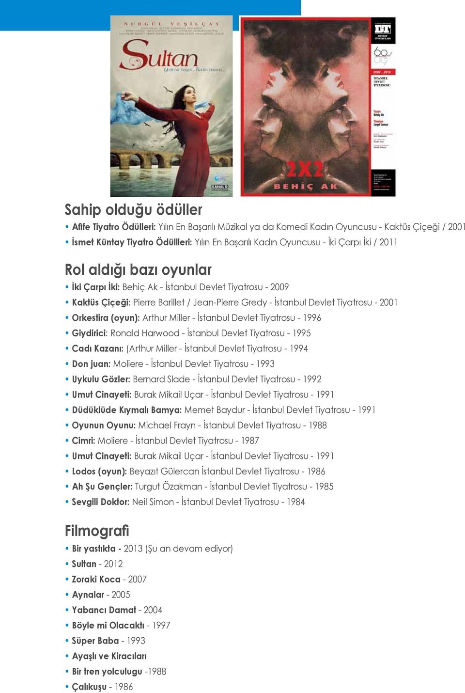 Arthur Miller - İstanbul Devlet Tiyatrosu - 1996 Giydirici: Ronald Harwood - İstanbul Devlet Tiyatrosu - 1995 Cadı Kazanı: (Arthur Miller - İstanbul Devlet Tiyatrosu - 1994 Don juan: Moliere -