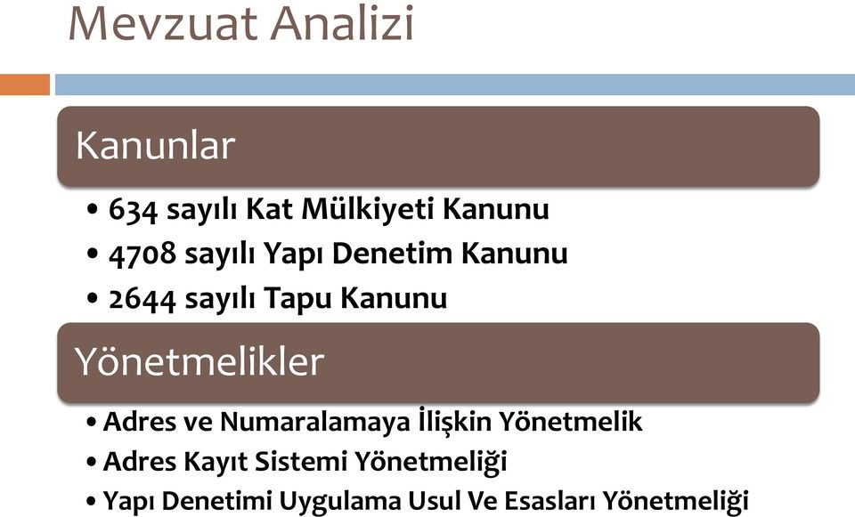 Yönetmelikler Adres ve Numaralamaya İlişkin Yönetmelik Adres