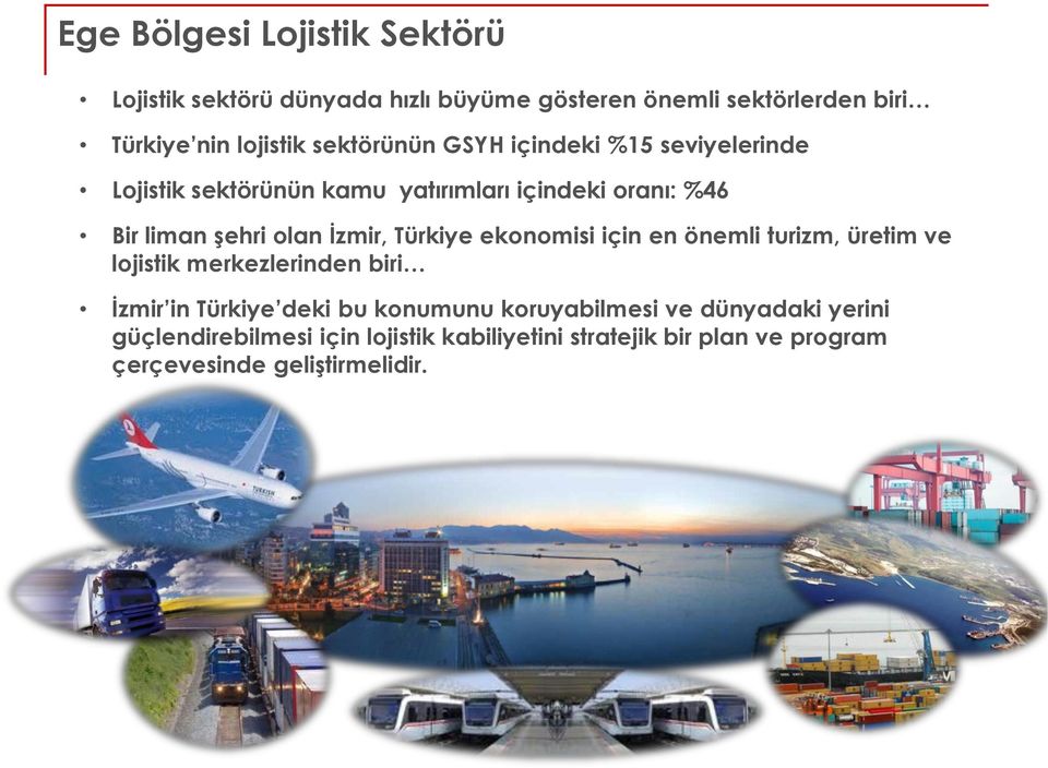 Ġzmir, Türkiye ekonomisi için en önemli turizm, üretim ve lojistik merkezlerinden biri Ġzmir in Türkiye deki bu konumunu