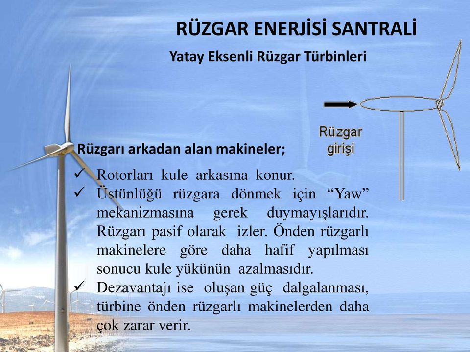 Rüzgarı pasif olarak izler.