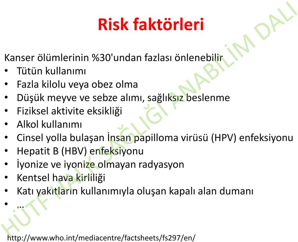 kullanımı Fazla kilolu veya obez olma Düşük meyve ve sebze alımı, sağlıksız beslenme Fiziksel aktivite eksikliği