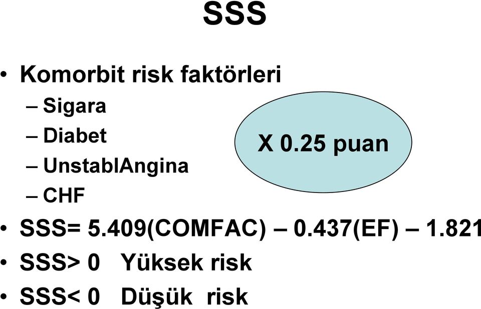 25 puan SSS= 5.409(COMFAC) 0.