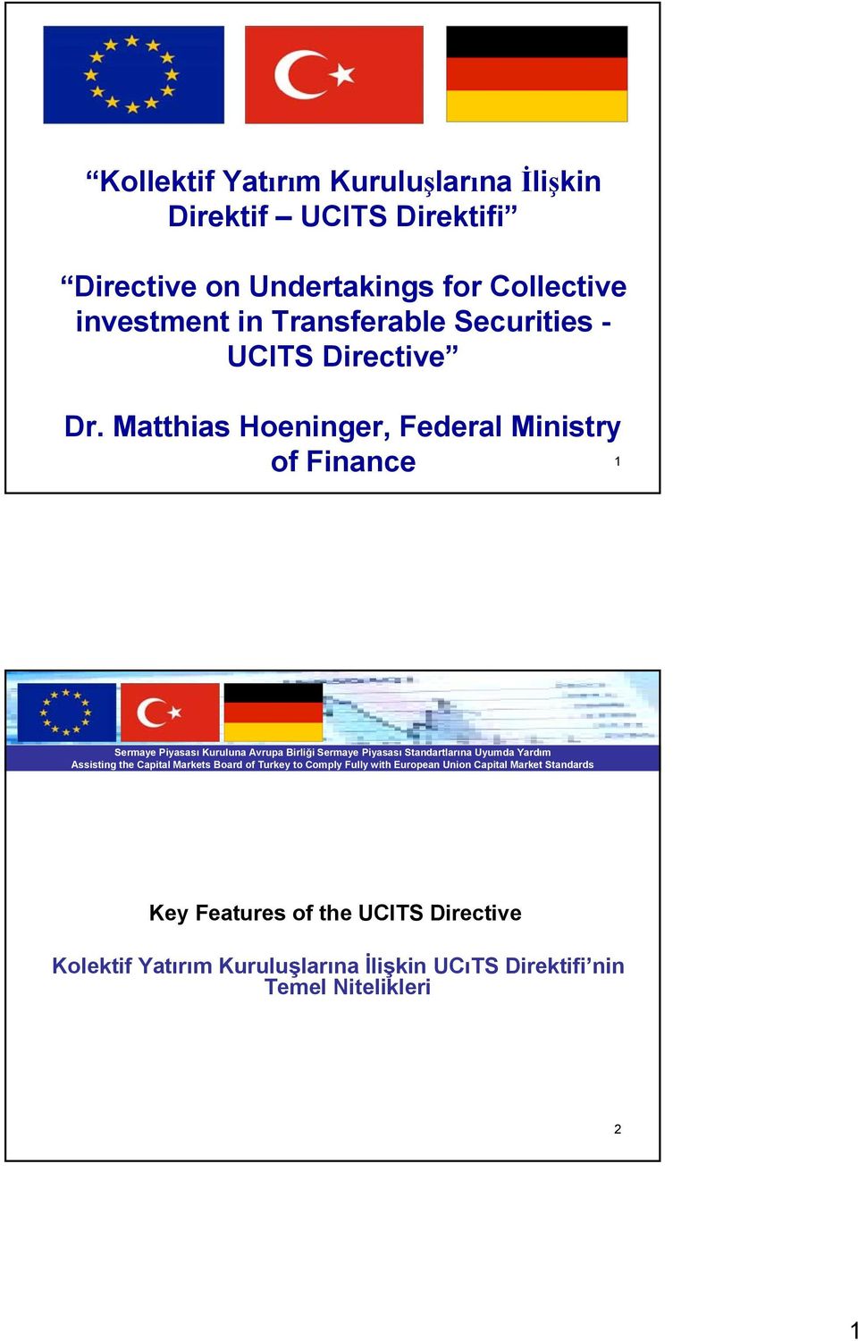 Dr. Matthias Hoeninger, Federal Ministry of Finance 1 Key Features of the