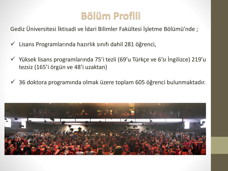 lisans programlarında 75 i tezli (69 u Türkçe ve 6 sı İngilizce) 219 u tezsiz (165