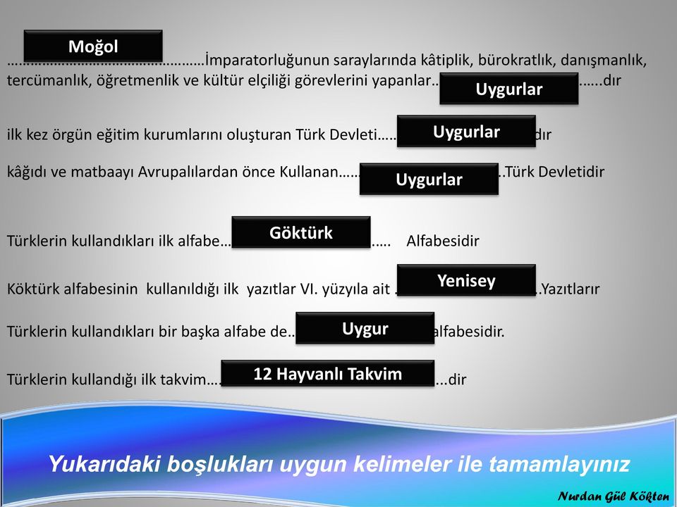 Türk Devletidir Uygurlar Uygurlar Uygurlar Göktürk Türklerin kullandıkları ilk alfabe. Alfabesidir Köktürk alfabesinin kullanıldığı ilk yazıtlar VI.