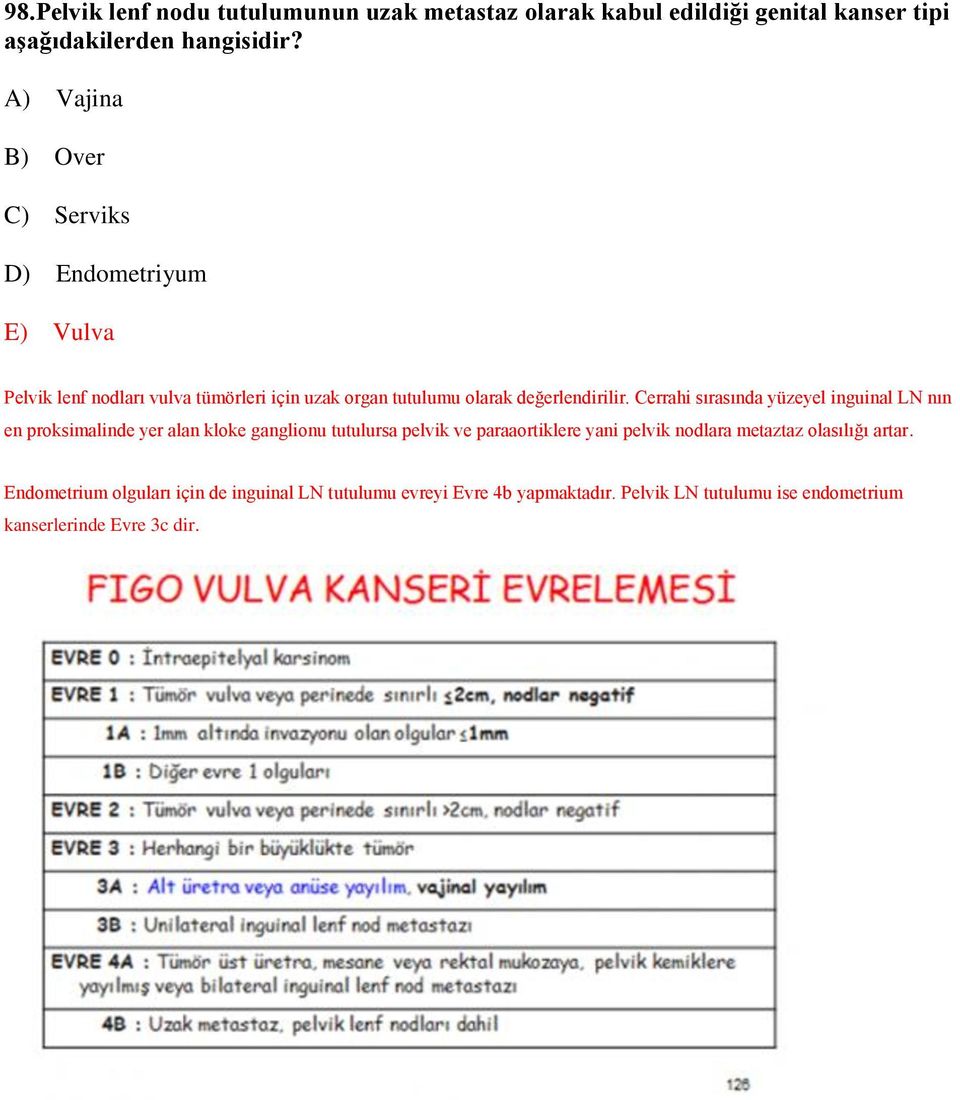 Cerrahi sırasında yüzeyel inguinal LN nın en proksimalinde yer alan kloke ganglionu tutulursa pelvik ve paraaortiklere yani pelvik nodlara