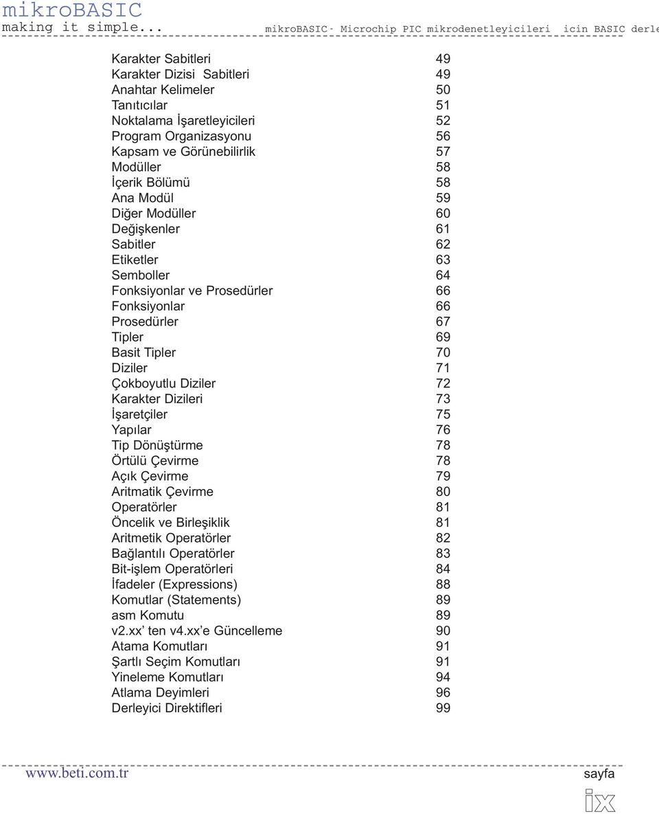 Organizasyonu 56 Kapsam ve Görünebilirlik 57 Modüller 58 İçerik Bölümü 58 Ana Modül 59 Diğer Modüller 60 Değişkenler 61 Sabitler 62 Etiketler 63 Semboller 64 Fonksiyonlar ve Prosedürler 66