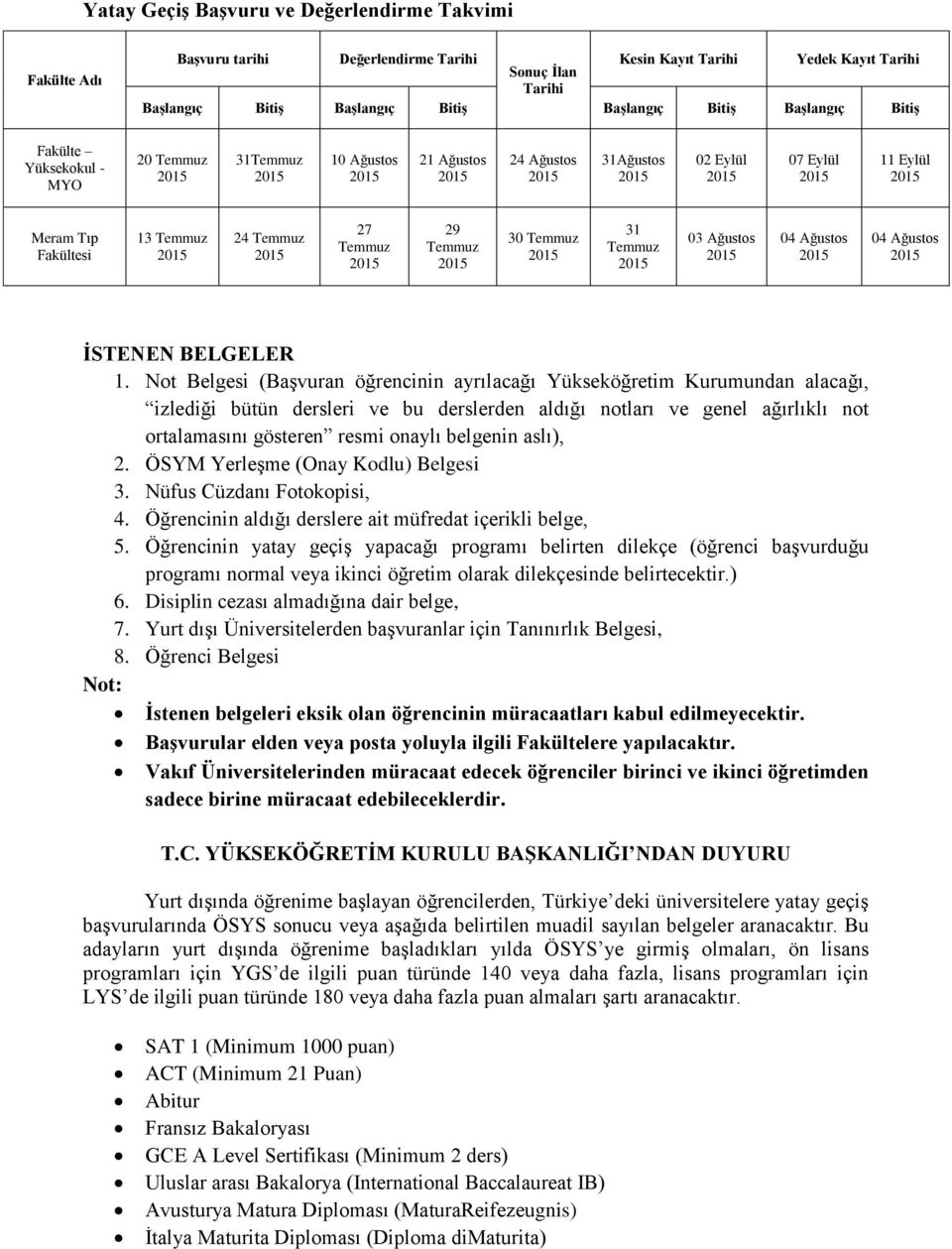 31 Temmuz 03 Ağustos 04 Ağustos 04 Ağustos ĠSTENEN BELGELER 1.