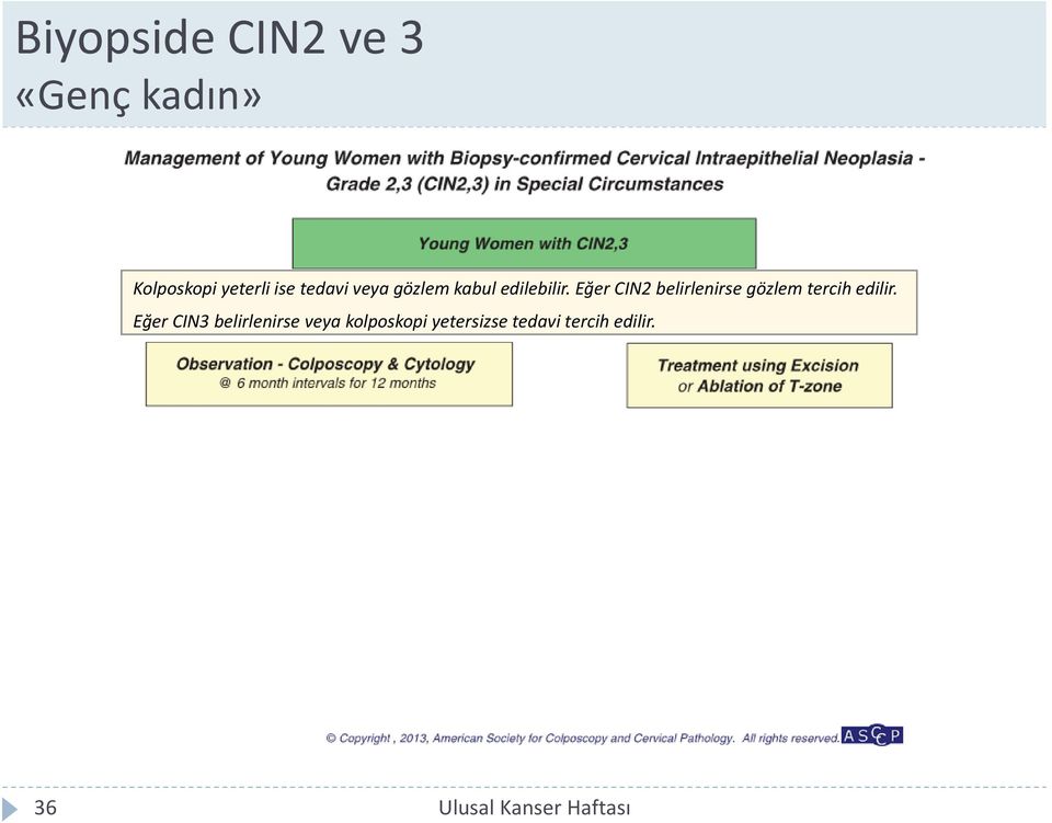 Eğer CIN2 belirlenirse gözlem tercih edilir.